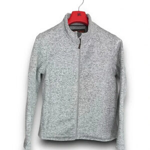TrailCrest Full-Zip‎ Fleece Jacket Speckled Gray Size L Pockets Cozy Mock Neck
